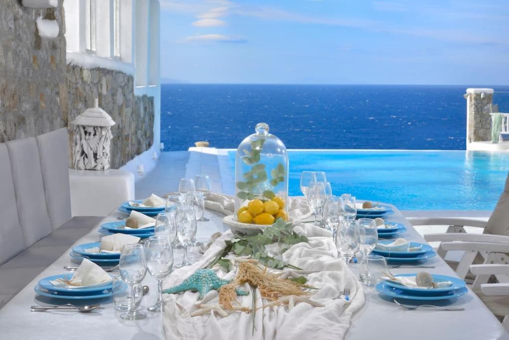 Mykonos Sea View Luxury Villa By Calypso Sunset Villas Mykonos Town المظهر الخارجي الصورة