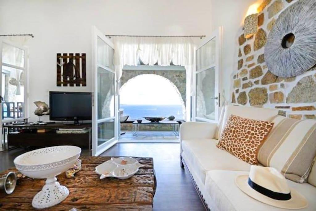 Mykonos Sea View Luxury Villa By Calypso Sunset Villas Mykonos Town المظهر الخارجي الصورة