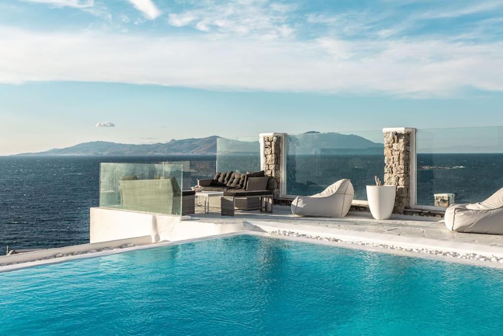 Mykonos Sea View Luxury Villa By Calypso Sunset Villas Mykonos Town المظهر الخارجي الصورة